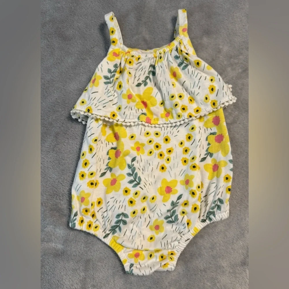 Jessica Simpson Baby Girl Floral Ruffle Bubble Romper